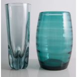 Geoffrey Baxter for Whitefriars, a tall lobed vase, pattern 9494, ocean green colourway,