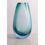 Whitefriars, possibly, a Cased vase, aqua and green glass,