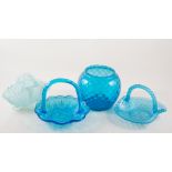 Collection of blue tinted glass, (1 box).