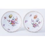 Dresden porcelain dessert service, ribbon moulded dished circular form,