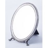 Italian silver-faced oval dressing table mirror, Florence (FI281), post-war, 800 standard,