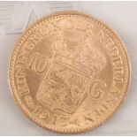 Netherlands 10 Guilder gold coin,