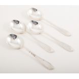 Six silver soup spoons, zig zag border, hallmarked Sheffield 1931, makers mark Walker & Hall,