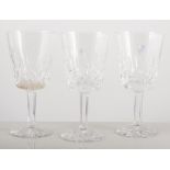 Set of six Waterford crystal wine glasses, 'Lismore' Pattern, 17.5cm, (6).