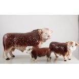 Large Melba pottery model of a bull, 40cm wide 26cm tall, Beswick "Champion of Champions" bull, no.