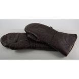 Pair of leather motorbike gauntlets, sheepskin lined, 33cm.