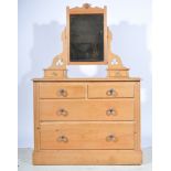 Stripped pine dressing table, mirrored gallery back with two short drawers,