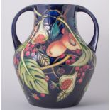 Emma Bossons for Moorcroft, 'Queen's Choice' a large twin-handle vase, 2005, stamped Pottery marks,