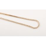 A 9 carat yellow gold 2.6m gauge box link chain, 40 cms long, approximate weight 16gms.