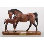 Beswick group, 'Spirit of Affection', mare with foal, on plinth, 20cm inc plinth.