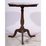 19th century oak pedestal tilt top table, W85cm x H70cm.