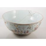 Large Chinese famille rose bowl, (damaged).