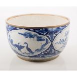 Chinese deep bowl, under glazed blue decoration, six character mark, 26.5cm diameter, height 15cm.