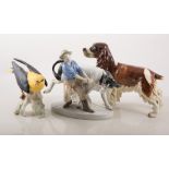 Soviet Russian pottery model of a horse, printed mark, 22cm, a Goebel dog,a Goebel Golden Oriole,