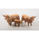 Beswick figure, 'Highland Cattle', bull, cow and calf, 12.