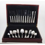 James Ryals, cutlery set, electroplate, bead edge pattern, six place setting.