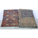 Persian rug, adapted as a cushion, width 81cm and another, (2).