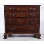 A George III mahogany chest of drawers, ogee moulded edge, fitted with four graduating long drawers,