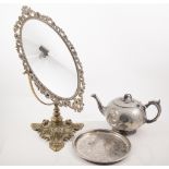 Quantity of plated ware and pewter, including a Viners cutlery set, mirror, lamp etc.