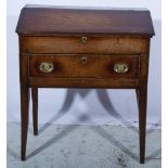 Joined oak desk, late 18th century, sloping hinged writing surface, cm, damaged.