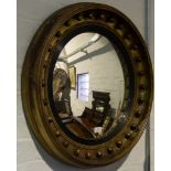 Convex wall mirror, in gilt beaded frame, 67cm diameter,