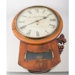 19th century eight-day wall clock by Whitmore & Son, Northampton, fusee movement, mahogany case,