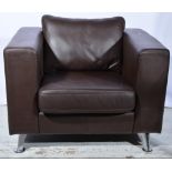 Contemporary leather lounge suite, comprising two seat sofa,