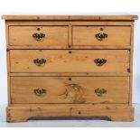 Small waxed pine chest of drawers, rectangular top, a moulded edge,