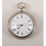 A George III silver pair case pocket watch,