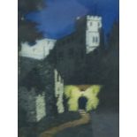 After Albert Moulton Foweraker, pair of townscapes by moonlight, coloured etchings,