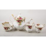 Royal Albert, 'Old Country Roses', a 6-place tea service, including teapot, cups/ saucers,