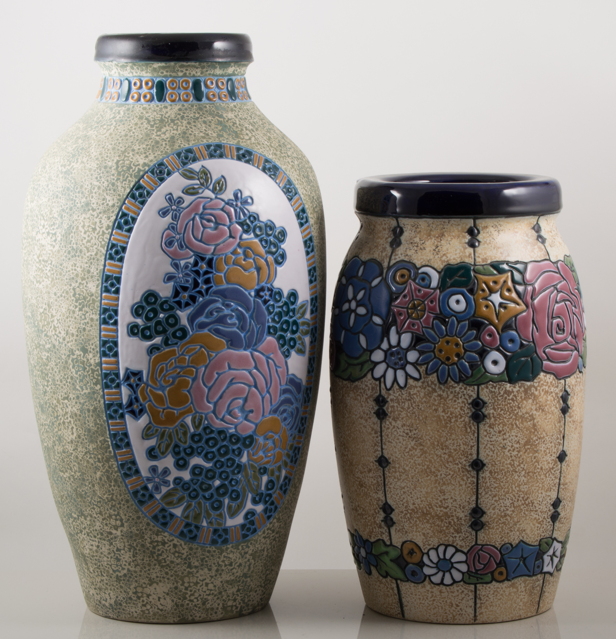 Large pair of Amphora Art Deco stylised vases, height 33cm,