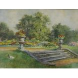 A M Simmonds, The Garden, Birmingham Hall, 1893, a pair of watercolours, signed, 25cm x 35cm.