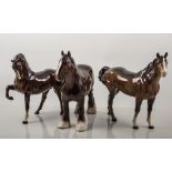 Beswick pottery model, Shire Horse, model 818, brown gloss colourway,