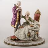 Large Capodimonte porcelain group, Courtship, signed Magioni 1975, 37cm.