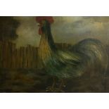 English school, naive painting of a cockerel, late 19th century, oil on canvas,