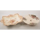 Ashworth pottery meat plate, transfer printed with bird design, cantered rectangular form,