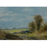 Abraham Hulk Jnr, Three rural landscapes, watercolours, signed, 17cm x 24cm,