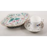 Dresden porcelain cup and saucer, together with six other assorted teawares and an Eastern dish (8).