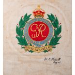 Collection of Military books etc., including Royal Engineers GRVI needlework badge.