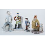 Nao china figure, Boy Newspaper Seller, 24cm, and other models relating to newspapers.