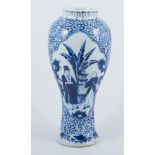 Chinese blue and white baluster vase, decorated with figures on a terrace, four character mark,