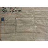 Victorian Indenture, relating to Middlesex County 1869, 58cm x 71cm, framed and glazed,