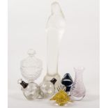 Cut glass jar and cover, 21cm, and a quantity of cut and moulded decorative glass.