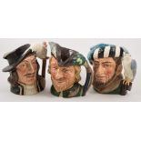 Royal Doulton character jug Robin Hood D2657, 20cm, another, The Falconer, D6533, 20cm,