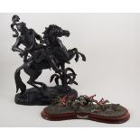Craftsman studio enamelled metal hunting model, "Across Country", plinth base,