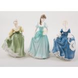 Three Royal Doulton figures ' Hilary' HN2335, 'Fair Lady' HN2193, 'Stephanie' HN4461.