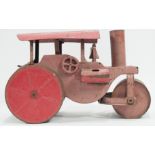 Scratch built metal model of a steam traction engine, c1900, 50cm by 15cm, with bell, canopy,