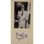 Sammy Davis Jnr signed mounted signature, with photo, unframed 32cm by 47cm.