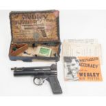 A Webley "Junior" air pistol, with booklets, pellets and arrows, boxed.